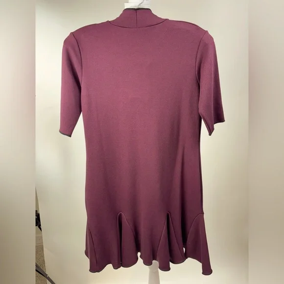 NWT Zara Burgundy Mock Neck Flared Hem Mini Dress Size S - Picture 10 of 11